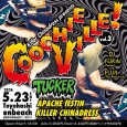 &nbsp; &nbsp; &nbsp; &nbsp; Killer Chinadress presents COOCHIEVILLE! Vol. 3 &nbsp; 2026.5.23(Sat) 豊橋enbeach 豊橋市神野新田町ケノ割30-1 &nbsp; Open/Start: 18:00 Adv: 3,900 Door: 4,400円 (別途ドリンク代600円) &nbsp; Tucker APACHE fESTIN Killer Chinadress &nbsp; DJ FUKAI (Feeler) FUJII (The Re-Burials) &nbsp; 第3回目となるKiller Chinadress企画”COOCHIEVILLE”、今回はEgo-Wrappin’やBobby’s Barのメンバーとして活躍中のキーボード怪人【Tucker】が登場します。地元からはRockabillyやPunk RockをWorld Beatに落とし込んだ【APACHE fESTIN】 が参加、もちろん【Killer Chinadress】も万全の体制でサポートします。 &nbsp; そしてDJとして地元Hardcore Punkオーガナイザーであり、Feelerのベーシストでもある【FUKAI】と人気Authentic Ska Band、The Re-Burialsのパーカッショニスト兼ムードメーカー【FUJII】が盛り上げてくれます。 &nbsp; ご予約はQRコード、各出演者にて承ります。 &nbsp; 【チケット予約】 https://tiget.net/events/478095 &nbsp;